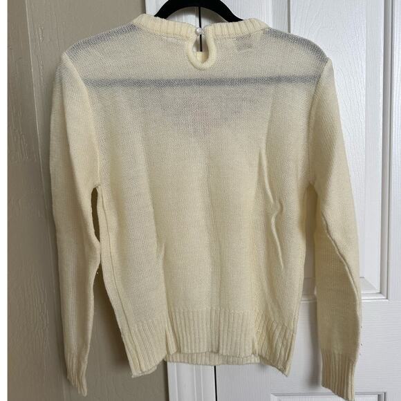 Vintage 60s 70s Dayne Taylor Vintage Floral Embroidered Crew Neck Knit Sweater - Picture 5 of 7